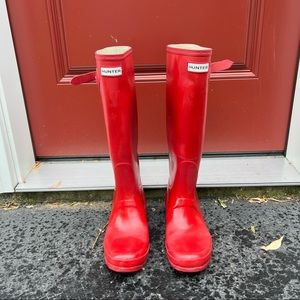 Red Hunter Knee High Rain Boots